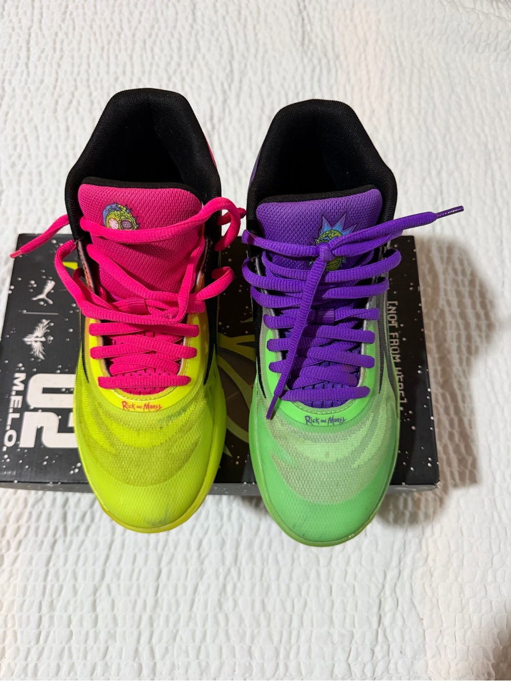 Puma Rick & Morty Neon Pink, Purple & Lime Green Athletic Shoes